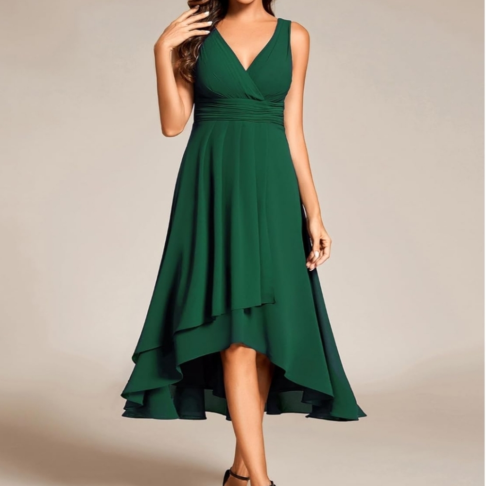 Ever Pretty Sleeveless High Low V Neck Chiffon Formal Dress Sz 20